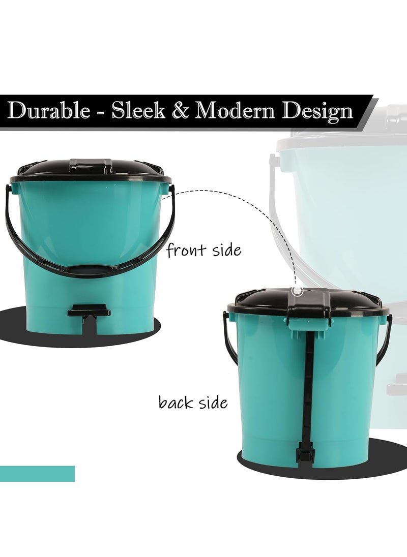 Kuber Industries Kuber Industries Pedal Dustbin Dustbin for Bathroom Kitchen 5 Liter Waste Basket Trash Can for Home Office 404 Black Dhakan Mint Green  - Image 5