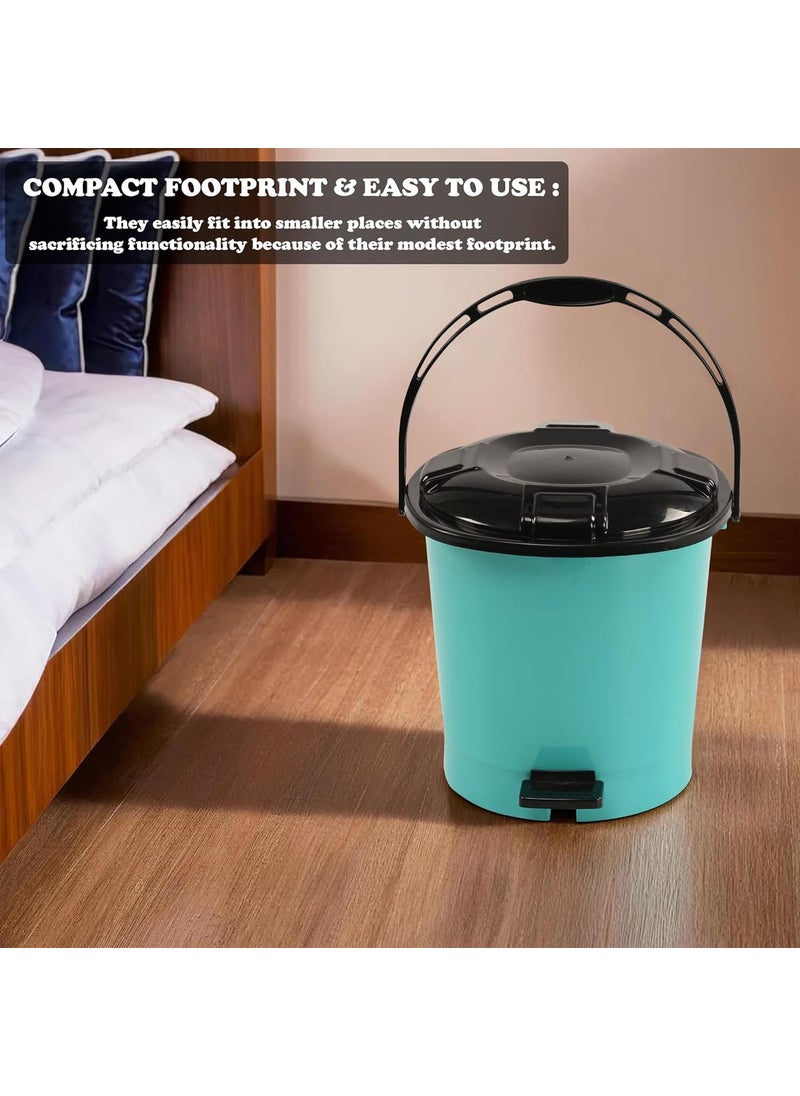 Kuber Industries Kuber Industries Pedal Dustbin Dustbin for Bathroom Kitchen 5 Liter Waste Basket Trash Can for Home Office 404 Black Dhakan Mint Green  - Image 4