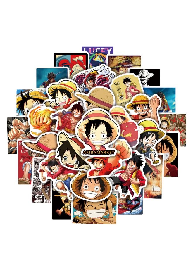 50-Piece Anime One Piece Monkey D Luffyy Cartoon Waterproof Sticker Set - Image 2