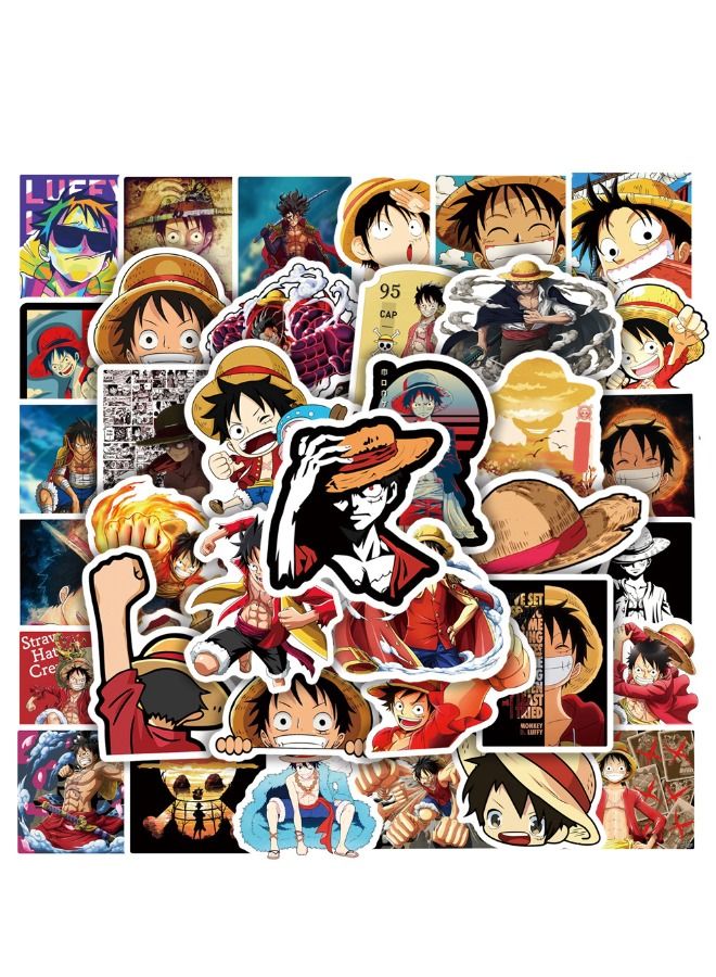 50-Piece Anime One Piece Monkey D Luffyy Cartoon Waterproof Sticker Set - Image 1