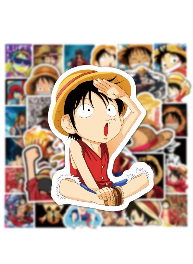 50-Piece Anime One Piece Monkey D Luffyy Cartoon Waterproof Sticker Set - Image 3