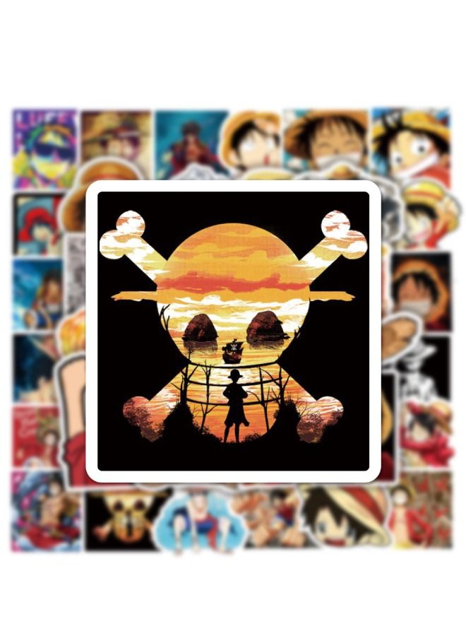 50-Piece Anime One Piece Monkey D Luffyy Cartoon Waterproof Sticker Set - Image 4