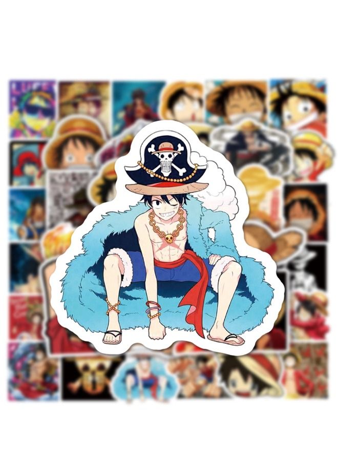 50-Piece Anime One Piece Monkey D Luffyy Cartoon Waterproof Sticker Set - Image 5