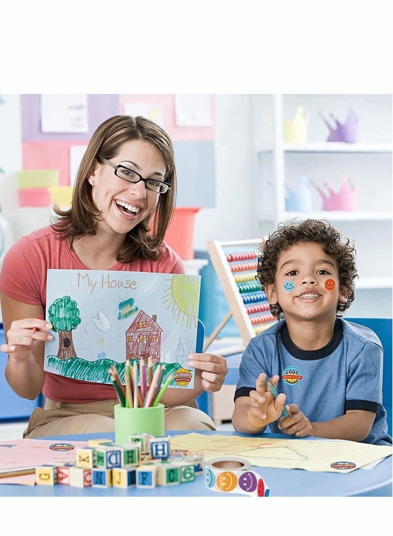 NIBEMINENT Smile Face Stickers Roll, Reward for Teachers Kids, Happy Rewards Circle Dots Stick Labels, Water Bottles, School, Home Etc, Party Supplies - Image 3