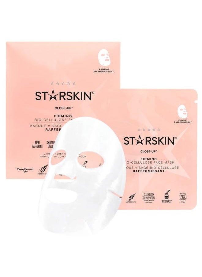STARSKIN Bio-Celullose Firming Face Mask, all Skin Types - Korean Skin Care Sheet Mask for Instantly Hydrated and Firmed Face - Lifting and Rejuvenating Effect, Elasticity Improvement - 40g, 1.4 Oz 