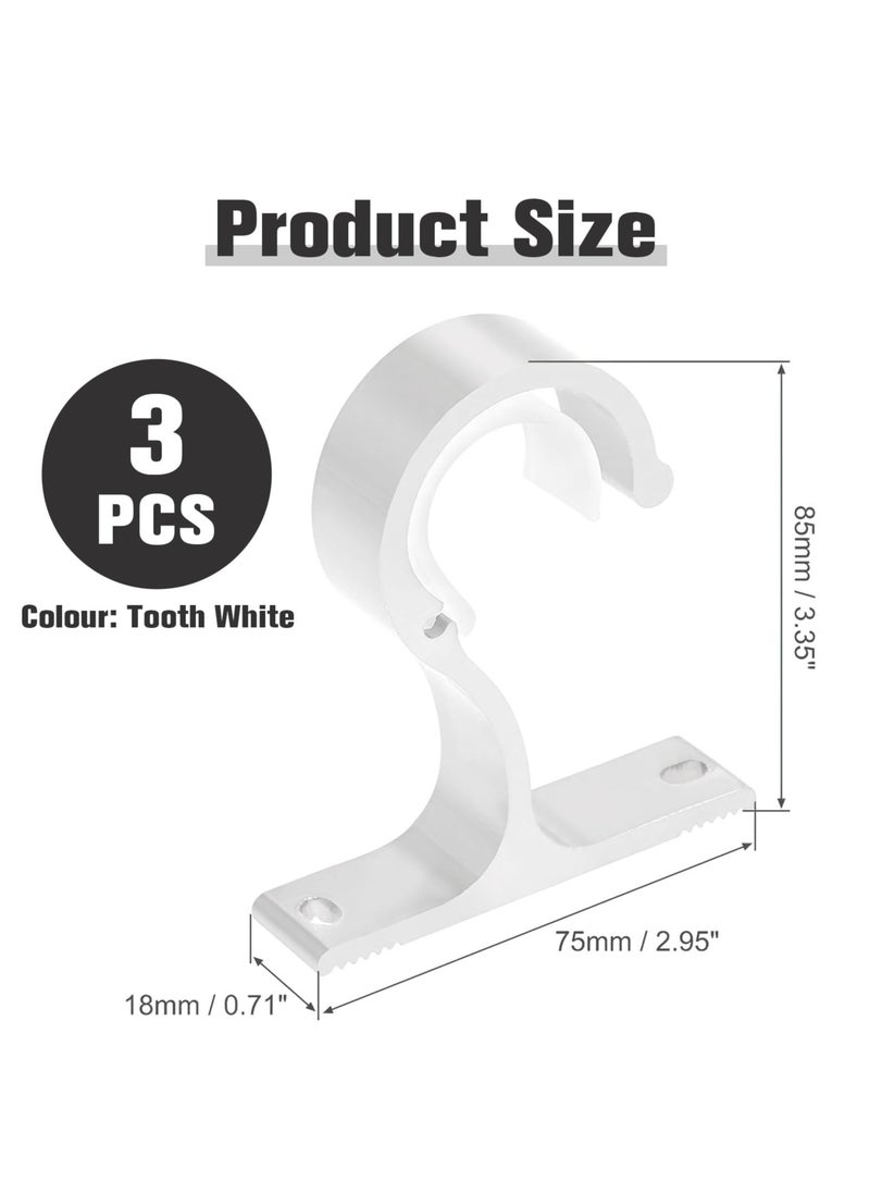 Generic - 3Pcs Heavy Duty Metal Curtain Pole Brackets, Wall-Mounted Holders for 25mm-28mm Curtain Rods, Durable Single Rod Support Set for Easy Curtain Hanging. - Image 1