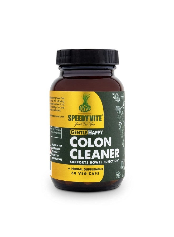 SpeedyVite SpeedyVite Happy Colon Gentle Support for Bowel Function* Aloe Vera Leaf Cascara Sagrada bark Slippery Elm Senna Leaf Turkey Rhubarb Psyllium Barberry Root (60 Veg Caps) - Image 1