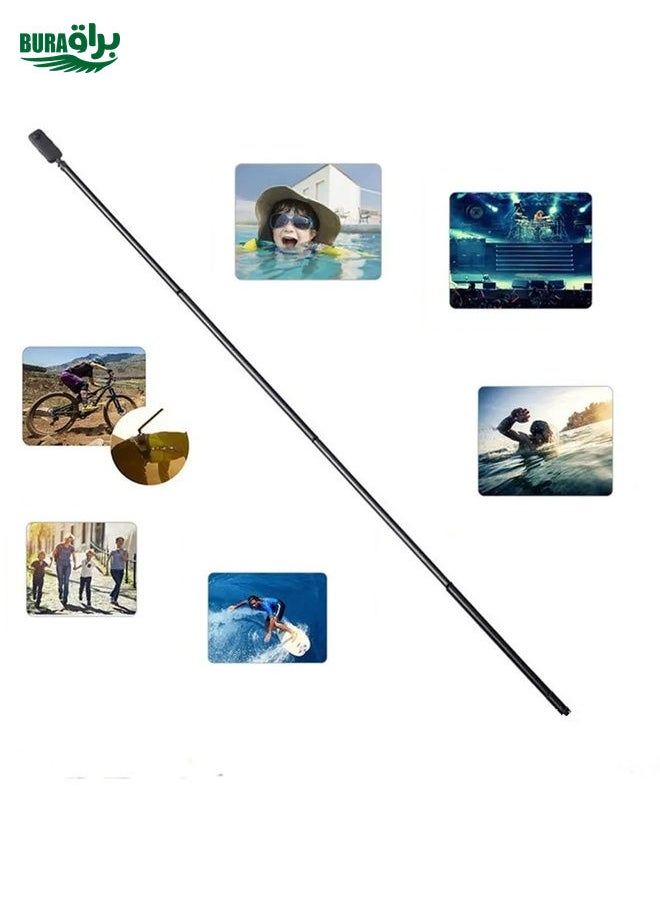 BURAQ - 1.5m Carbon Fiber Extended Monopod Invisible Selfie Stick For Insta360  / DJI Action / GoPro / Xiao Yi Sports Camera - Image 1