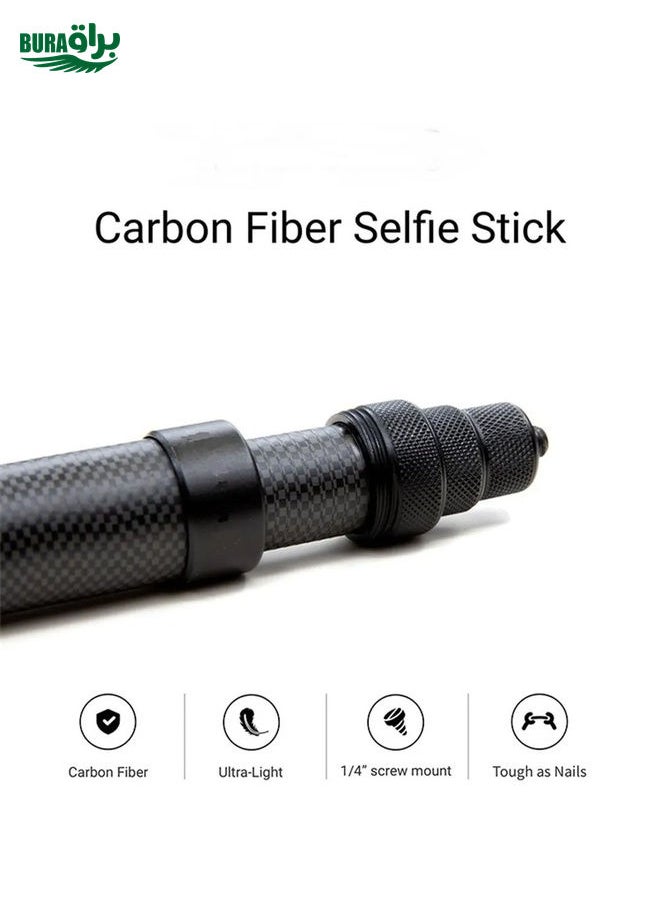 BURAQ - 1.5m Carbon Fiber Extended Monopod Invisible Selfie Stick For Insta360  / DJI Action / GoPro / Xiao Yi Sports Camera - Image 1