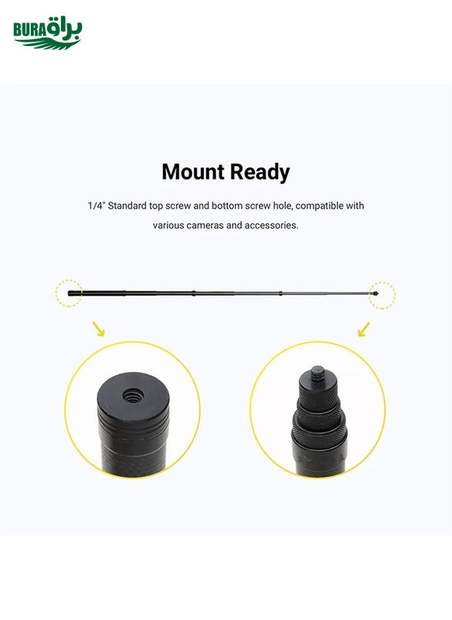 BURAQ - 1.5m Carbon Fiber Extended Monopod Invisible Selfie Stick For Insta360  / DJI Action / GoPro / Xiao Yi Sports Camera - Image 1