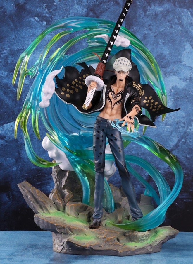 One Piece Light-Up Phantom Trafalgar Law Scene Action Figure Model , Death Wink Edition Cool Anime Collectible , Trendy Anime Statue Toy, Desktop Decor Figure Model Toy , Office Decor Figure , Car Ornament, Birthday Gift For Kids Boys and Girls, For Commemoration, Collection and Display, Black/White/blue , 43 cm - Image 3