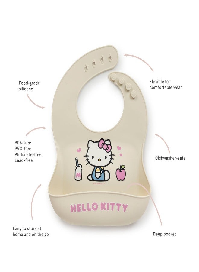 JuJuBe Hello Kitty Silicone Baby Bib, Food-Grade BPA-Free Silicone, Dishwasher-Safe with Deep Catch Pocket, Adjustable Ouch-Free Fasteners, Keeps Baby Clothes Clean & Dry, Babies 4 Months+ - Image 2