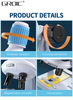 GROIC Kids Microscope Science Microscope Kits Little World Science Kits Beginner Microscope Kit with LED 200X, 600X and 1200X Magnification Kids Educational Toy Preschool Science Toy  - Image 5