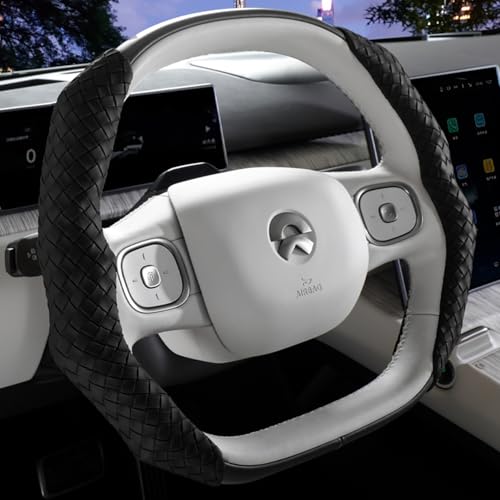 PartsTo Quick Install Braided Pattern Nappa Leather Steering Wheel Grips,Woven Texture Car Steering Wheel Cover,for Women,for 14 to 15.5 inches Sedan Coupe SUV - Image 1