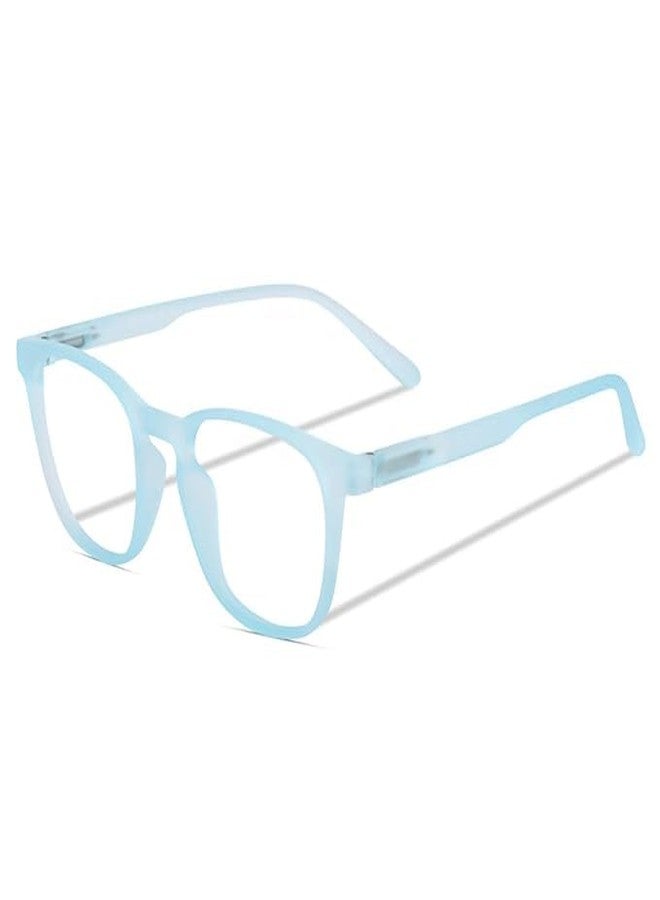 Roshfort Zero Power Square Eyewear Frames Blue lightweight TR frames with UV protection Perfect accessory for everyday use Men & Women. (Blue, D-2) - Image 1