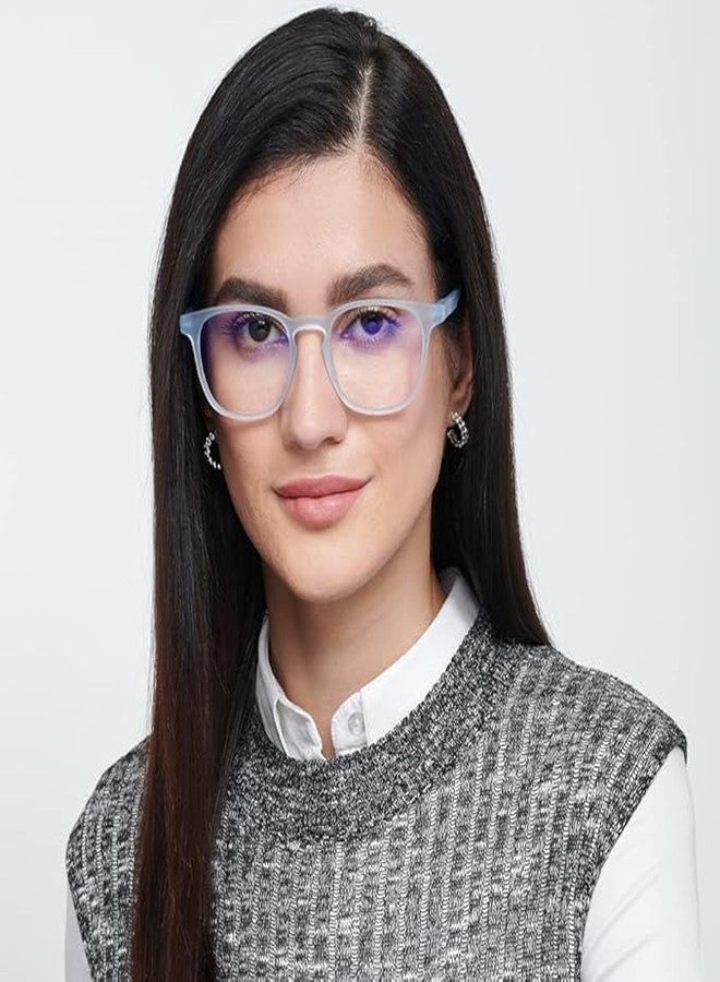 Roshfort Zero Power Square Eyewear Frames Blue lightweight TR frames with UV protection Perfect accessory for everyday use Men & Women. (Blue, D-2) - Image 2