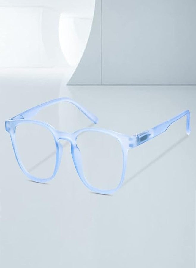 Roshfort Zero Power Square Eyewear Frames Blue lightweight TR frames with UV protection Perfect accessory for everyday use Men & Women. (Blue, D-2) - Image 5