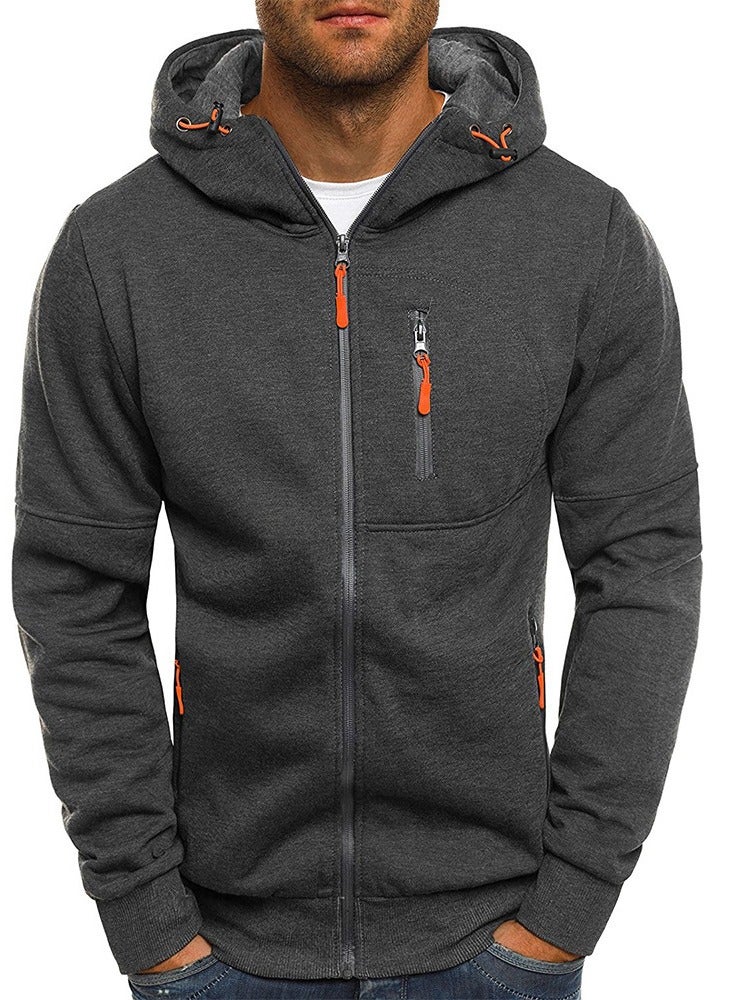 NIBEMINENT Solid Color Men's Hooded Jacket Casual Long Sleeve Hoodies With Zipper Gym Sports Hooded Coat For Spring Fall  - Image 1