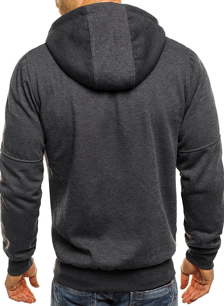 NIBEMINENT Solid Color Men's Hooded Jacket Casual Long Sleeve Hoodies With Zipper Gym Sports Hooded Coat For Spring Fall  - Image 3