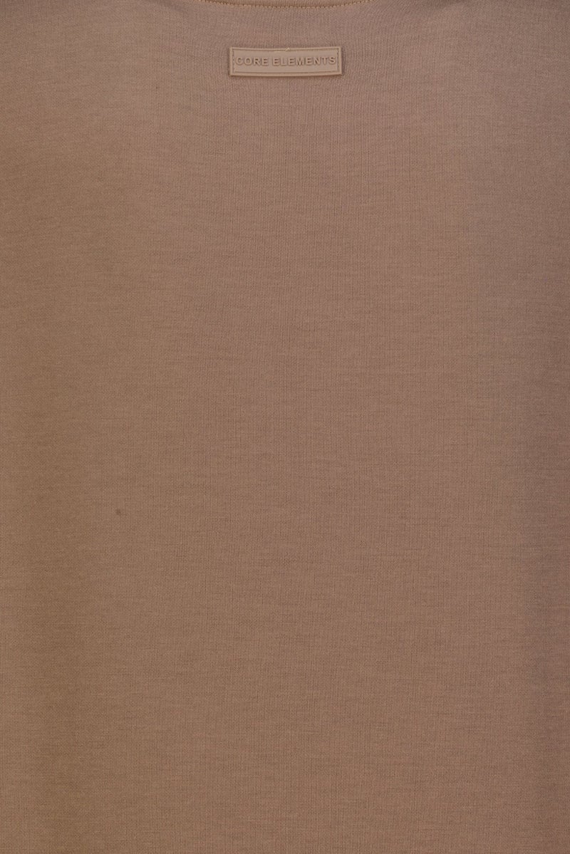 Core Elements Men Crew Neck Short Sleeve Brand Logo T-Shirt, Brown - Image 5