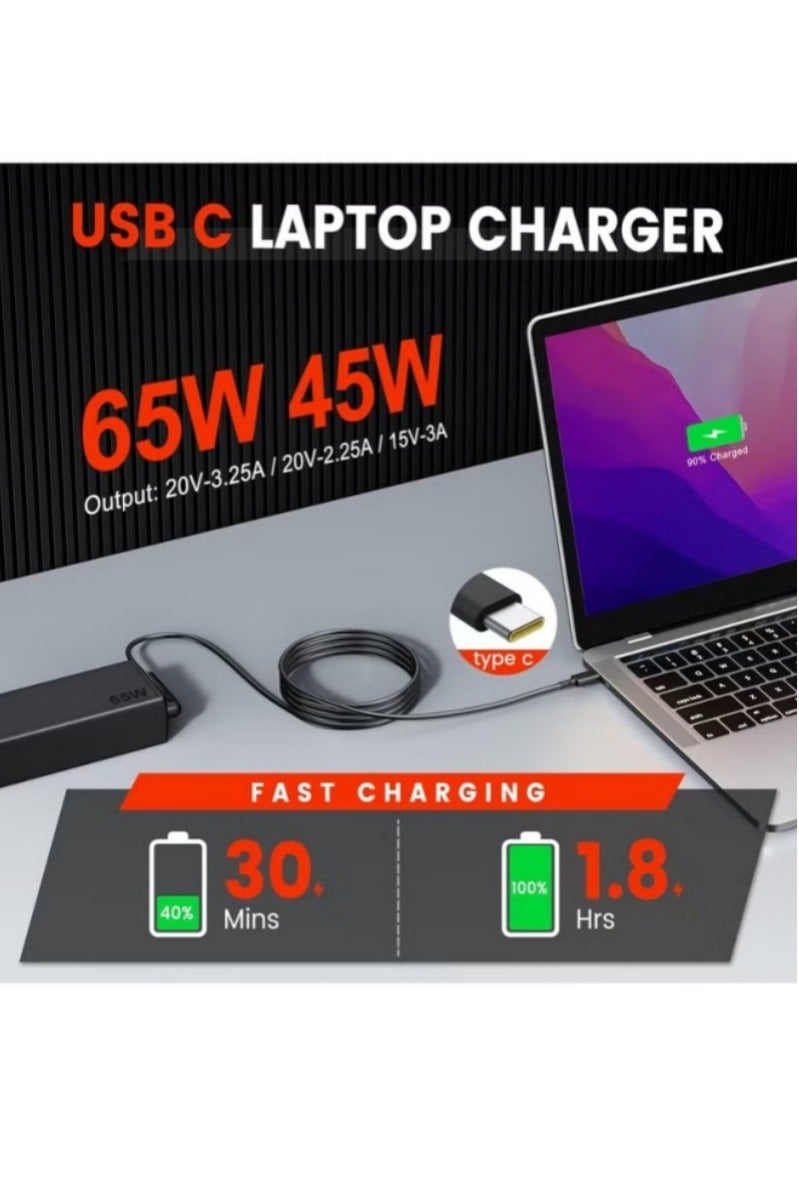 الصفحة الرئيسية شاحن تيار متردد 65 واط/45 واط USB-C للكمبيوتر المحمول لينوفو ثينك باد T14 T14 T15 T480 T480 T480s T490 T490s T495 T495 T495s T580 X13 X280 X380 X380 X390 X395 E15 E480 E480 E490 & Yoga C330 - سلك محول إمداد طاقة الكمبيوتر المحمول بقدرة 65 واط - Image 2