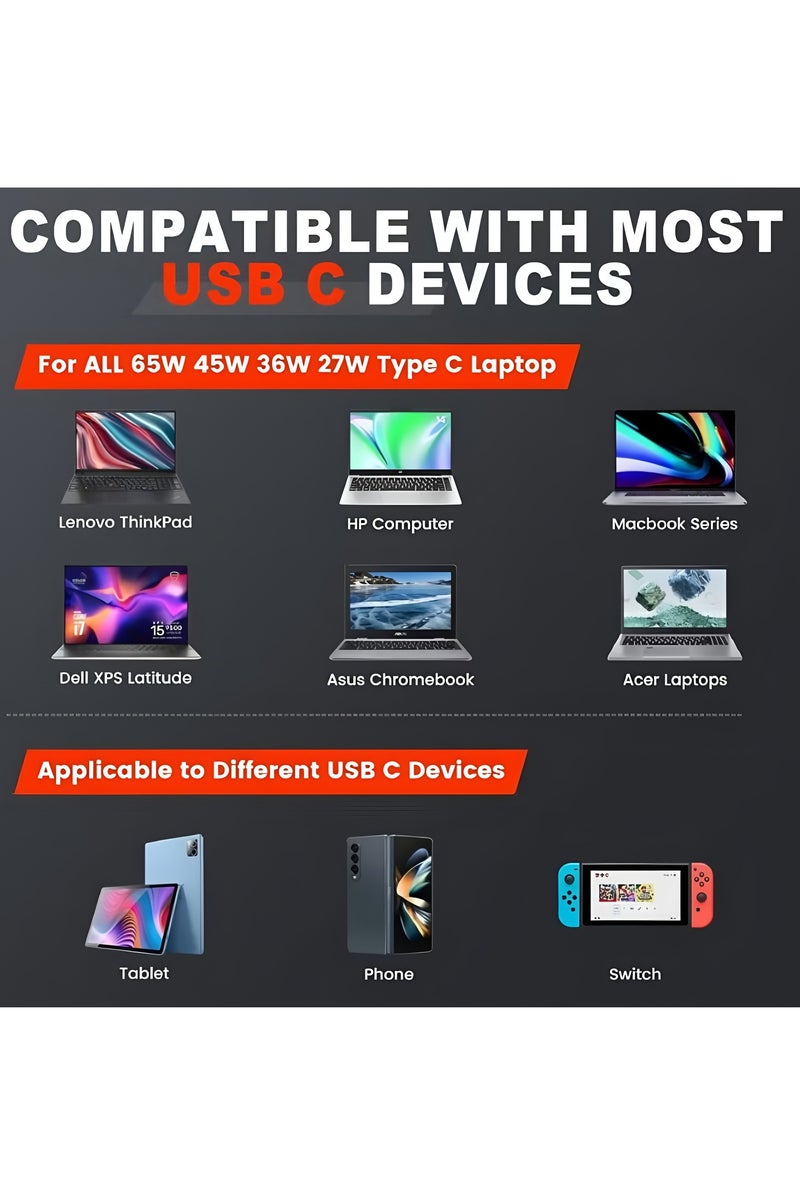 الصفحة الرئيسية شاحن تيار متردد 65 واط/45 واط USB-C للكمبيوتر المحمول لينوفو ثينك باد T14 T14 T15 T480 T480 T480s T490 T490s T495 T495 T495s T580 X13 X280 X380 X380 X390 X395 E15 E480 E480 E490 & Yoga C330 - سلك محول إمداد طاقة الكمبيوتر المحمول بقدرة 65 واط - Image 3