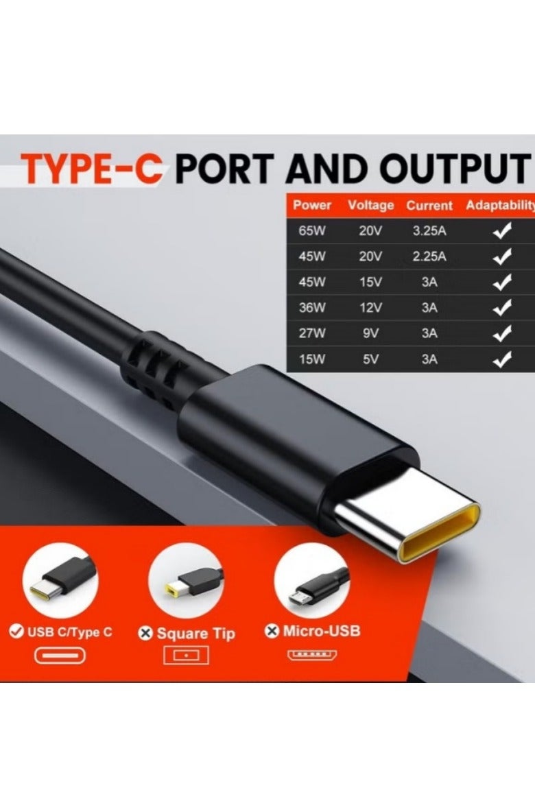 الصفحة الرئيسية شاحن تيار متردد 65 واط/45 واط USB-C للكمبيوتر المحمول لينوفو ثينك باد T14 T14 T15 T480 T480 T480s T490 T490s T495 T495 T495s T580 X13 X280 X380 X380 X390 X395 E15 E480 E480 E490 & Yoga C330 - سلك محول إمداد طاقة الكمبيوتر المحمول بقدرة 65 واط - Image 5
