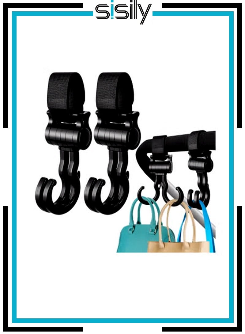 Sisily Baby Stroller Hooks, Multifunctional Holders Hook, for Hanging Diaper Bags Baby Stuff Organizer Groceries Purse Mommy Hook Stroller, Universal Car Vehicle Back Seat Headrest Hooks- 2pack - Image 1