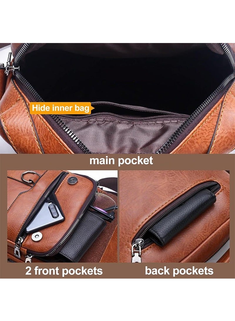 Jeep Buluo Shoulder Bag with Short Wallet for Men, Casual Messenger Bag, Waterproof Leather Crossbody Sling Bag, Adjustable Strap Crossbody Bag for Men's Travel Office (Black) - Image 5