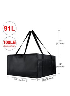 KASTWAVE Insulated Pizza Delivery Bag for Carry Hot, Insulated Reusable Tote Bag, 20" x 20" x 14" Insulated Food Delivery Bag, Grocery Cooler Bags for Catering/Doordash, Commercial Food Warmers (Black, 1Pk)  - Image 3