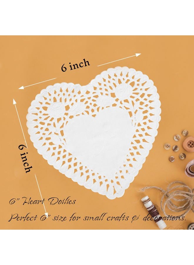 RIVCOIM Heart Doilies: Elegant Paper Doilies for Crafts and Valentines 6 inch-100 Pcs of Paper Heart Doilies in Red, Pink, White, Blue (25 Each). - Image 4