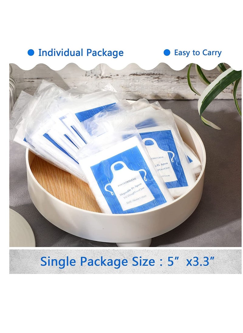 Excefore - 100 Pack Large Disposable Aprons Clear Plastic Waterproof Individually Wrapped Painting Aprons for Adults Painting Cooking Picnic Party - Image 1