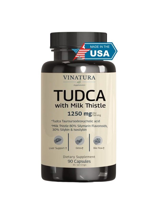 Prevagen - TUDCA Milk Thistle 1250mg - Tudca 1000mg, Tudca Bile Salts, Liver Support, Gallbladder Supplements *USA Made and Tested*, Tudca Supplement, Bile Salts Supplement - 90 Capsules 45 Servings - Image 1