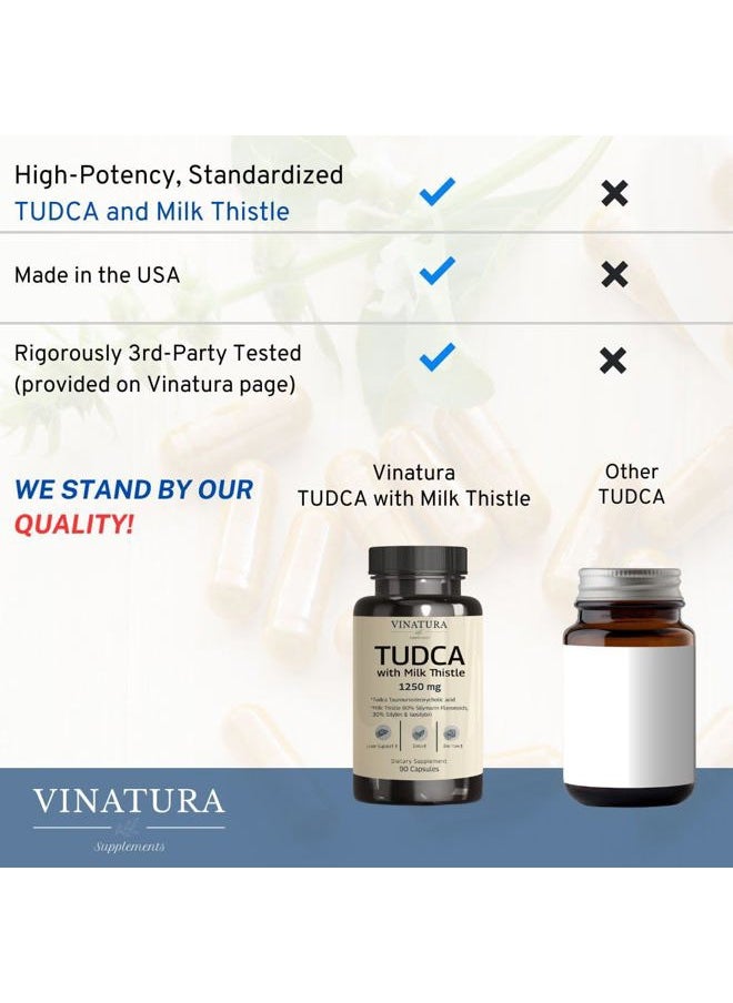 Prevagen - TUDCA Milk Thistle 1250mg - Tudca 1000mg, Tudca Bile Salts, Liver Support, Gallbladder Supplements *USA Made and Tested*, Tudca Supplement, Bile Salts Supplement - 90 Capsules 45 Servings - Image 1