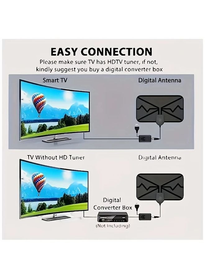 Black Digital TV Antenna Portable HD Indoor 360 Degree Signal Reception 4K 1080P - Image 5
