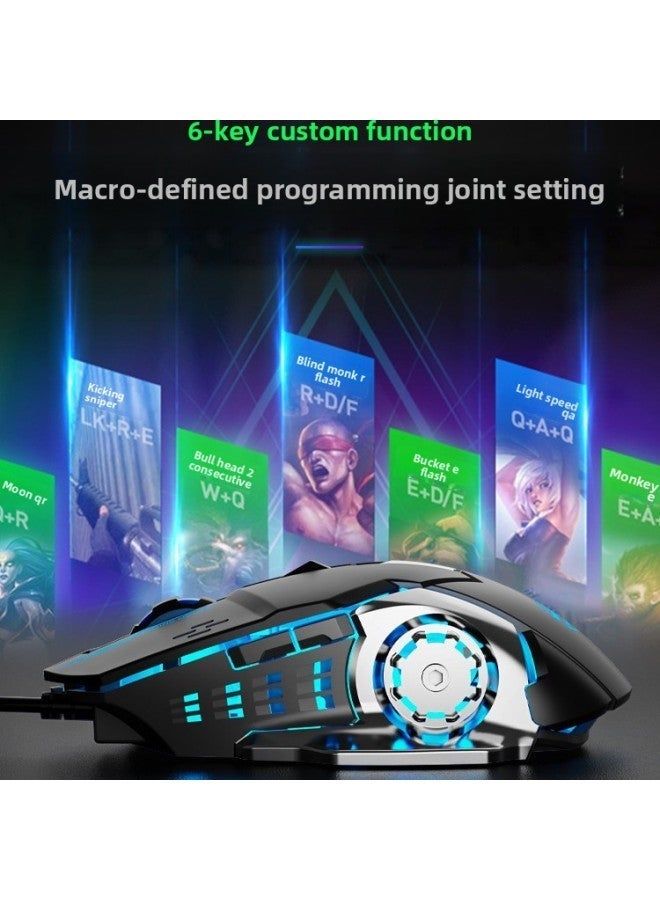 Forerunner Wired Mouse E-sports Game Mute Mechanical Macro Programming Computer Office Notebook Chicken Cf Special-Color:[special Edition] Technology Black-(6-key Programming)-Interface:Official Standard  - Image 5