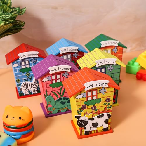 Artlicious 10pcs Wooden Piggy Banks for Kids, Savings Challenge Box, Cashbox,Cash Vault Wooden Savings Box Coin Banks - Return Gift for Kids Birthday Age 6-10 (Pack of 10) Modern - Image 1