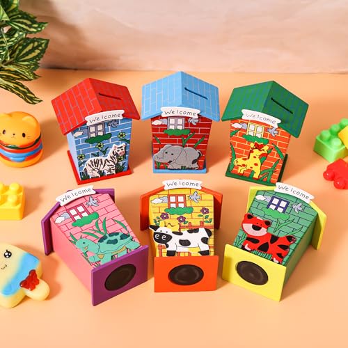 Artlicious 10pcs Wooden Piggy Banks for Kids, Savings Challenge Box, Cashbox,Cash Vault Wooden Savings Box Coin Banks - Return Gift for Kids Birthday Age 6-10 (Pack of 10) Modern - Image 3