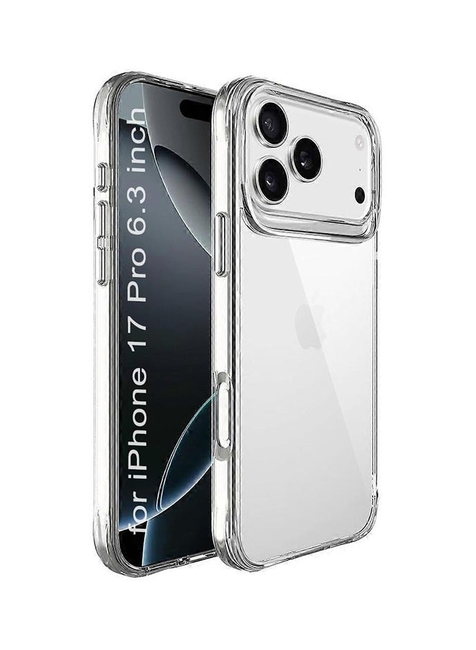 Case for iPhone 17 Pro 6.3 inch, Non-Yellowing Shockproof Phone Bumper Cover, Anti-Fingerprints, Anti-Fall Drop Protection, Anti-Scratch, Slim PC Clear Transparent Back Protective Cover with Soft TPU Frame (Clear) - Image 1