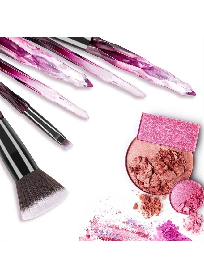 DUAIU Makeup Brushes 15pcs Premium Synthetic Bristles Crystal Handle Set Kabuki Foundation Brush Face Lip Eye Makeup Brush Sets Professional with Starry Gift Box（Purple) - Image 2