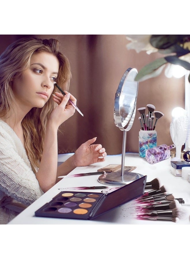 DUAIU Makeup Brushes 15pcs Premium Synthetic Bristles Crystal Handle Set Kabuki Foundation Brush Face Lip Eye Makeup Brush Sets Professional with Starry Gift Box（Purple) - Image 5