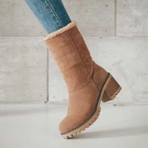 Cross-border European and American wool boots foreign trade cross-border autumn and winter wool plush short boots womens boots plus size fleece-lined womens snow boots tide Khaki