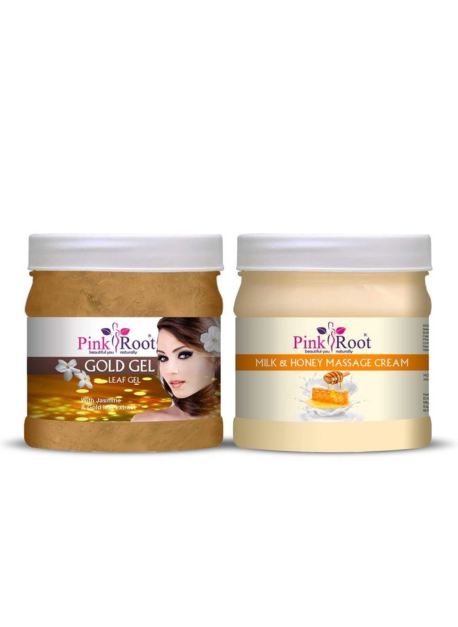 Pink Root - Pink Root Gold Gel 500ML with Milk & Honey Massage Cream 500ml - Image 1
