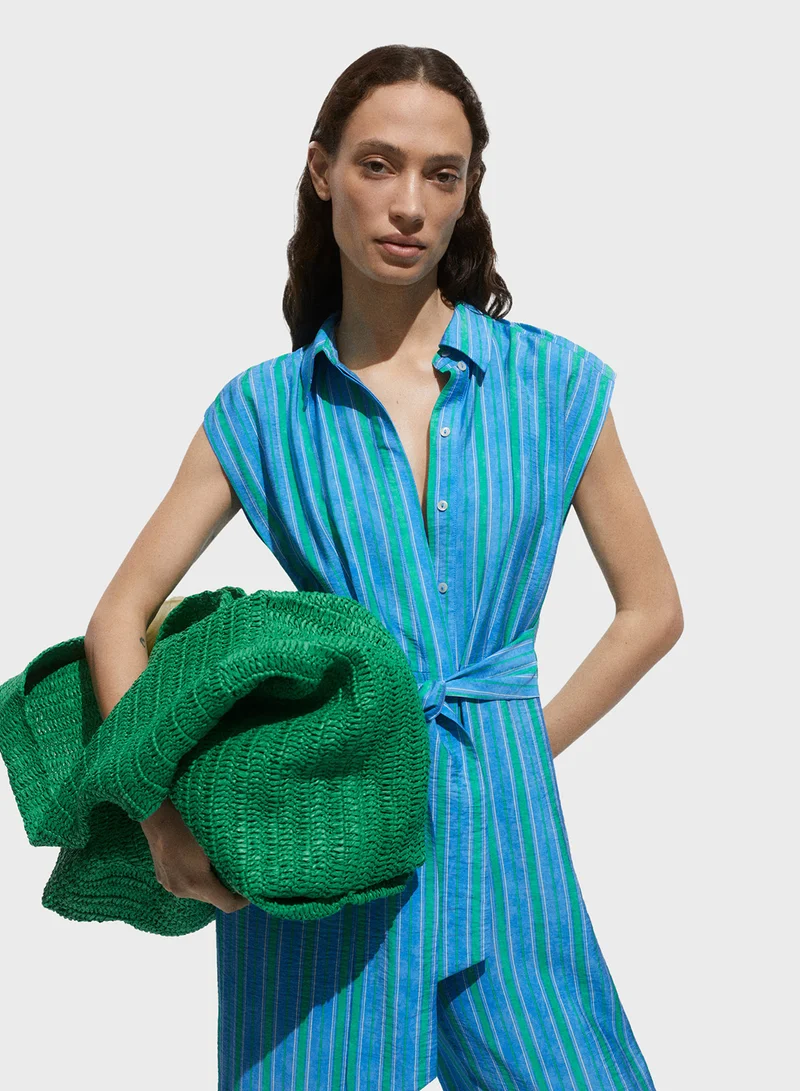 مانجو Bow Shirt Jumpsuit