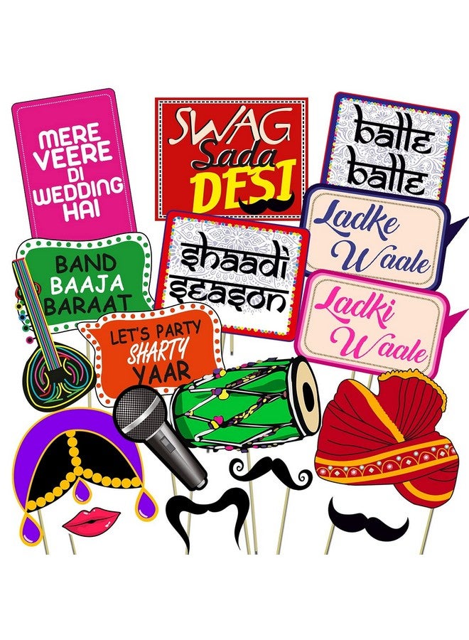 Party Propz Party Propz Wedding Props - 17 Pcs Wedding Decoration Items, Haldi Mehndi Decoration Items for Marriage, Haldi Ceremony Decorations, Haldi Decoration Items for Marriage, Haldi Props - Image 1