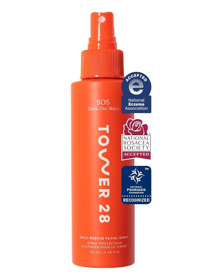 TOWER 28 SOS Daily Rescue Facial Spray for Sensitive Skin, Hypochlorous Acid Spray Helps Reduce Redness and Breakouts, Full Size Toner for Face, 4 FL Oz - Image 1