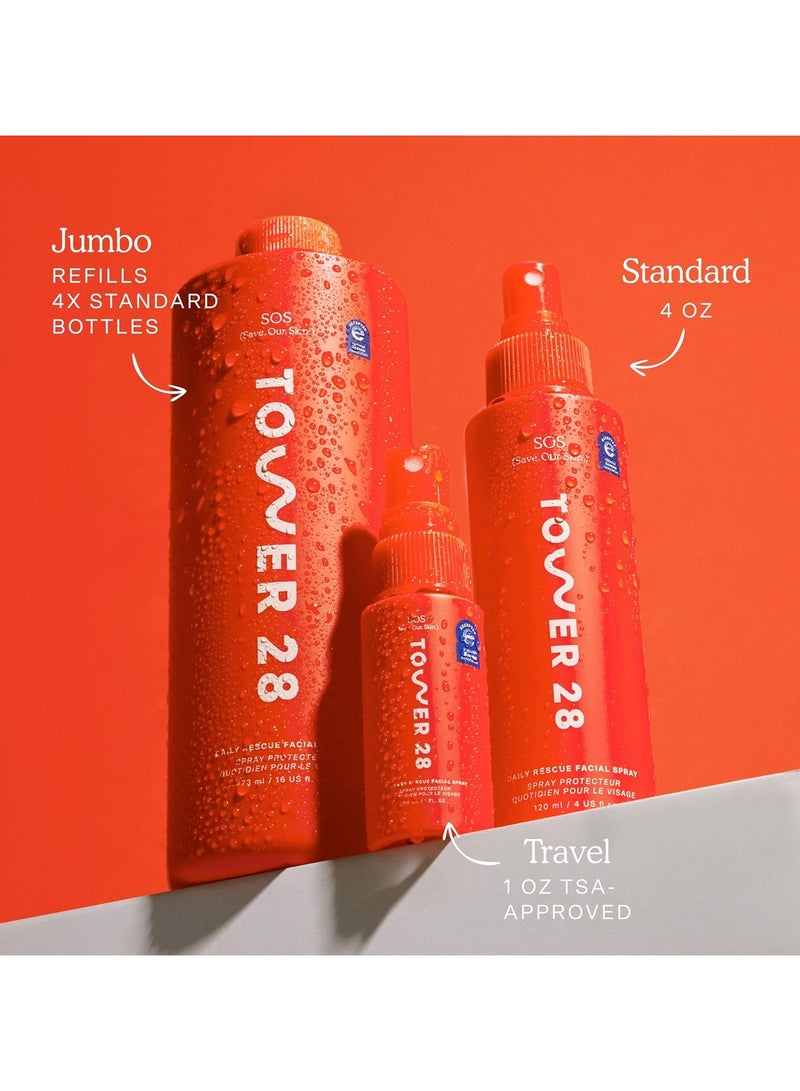 TOWER 28 SOS Daily Rescue Facial Spray for Sensitive Skin, Hypochlorous Acid Spray Helps Reduce Redness and Breakouts, Full Size Toner for Face, 4 FL Oz - Image 5
