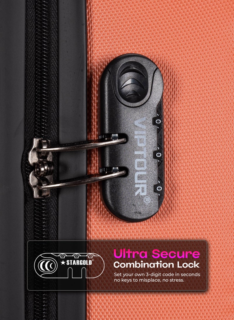 فيبتور مجموعة من 4 حقائب سفر خفيفة الوزن من البوليستر الجاكارد مع قفل رقمي 20، 24، 28، 32 بوصة - Image 3