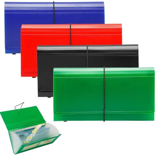 SEEKIND Expanding File Folder 4 Pack, 10.4' 5.5' Receipt Organizer Folder Accordion Folder Document with 13 Pocket for Office,Cards,Tickets-Water Resis - Image 1