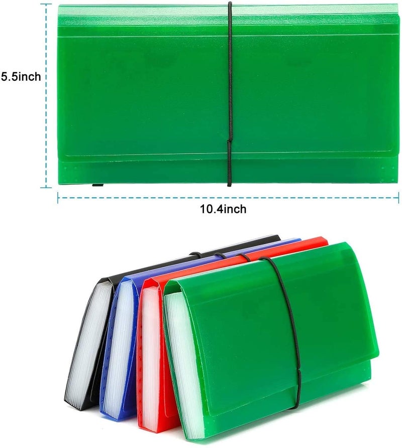 SEEKIND Expanding File Folder 4 Pack, 10.4' 5.5' Receipt Organizer Folder Accordion Folder Document with 13 Pocket for Office,Cards,Tickets-Water Resis - Image 2